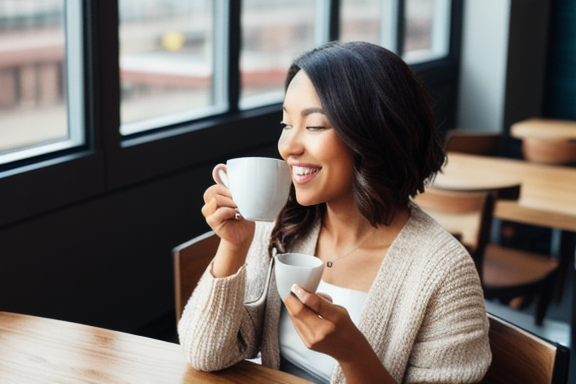 Mulher apreciando uma xícara de café