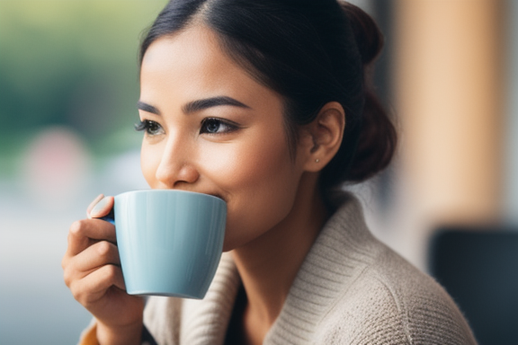 Person sipping coffee