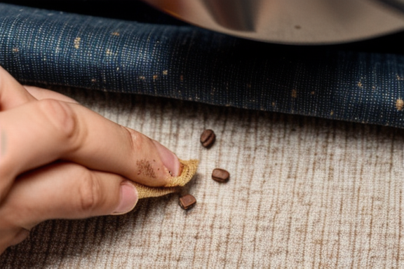 Manchas de café sendo removidas de um tecido