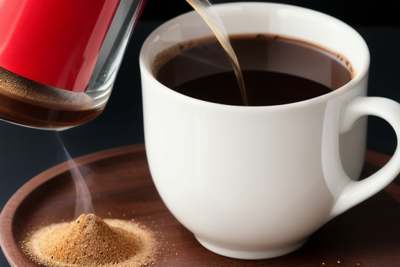 Cup of instant coffee being prepared