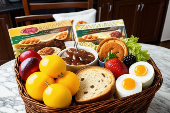 A beautifully arranged breakfast basket