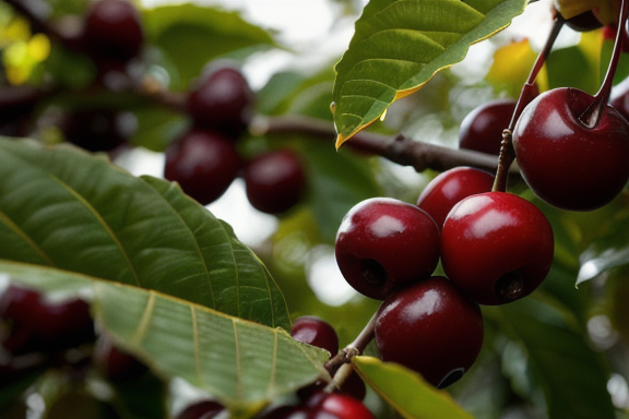 Hand picking ripe coffee cherries