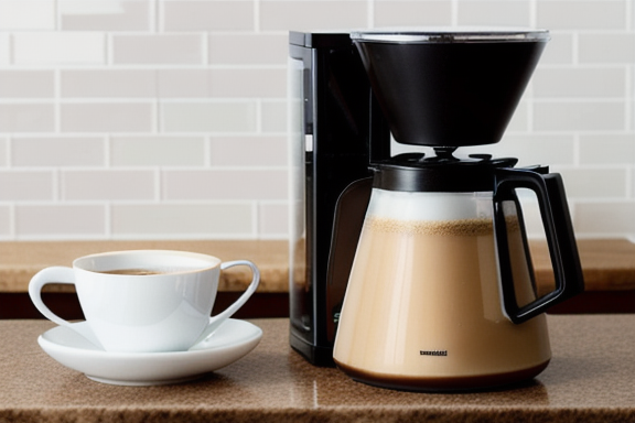 Coffee cup surrounded by different types of coffee filters and brewing equipment