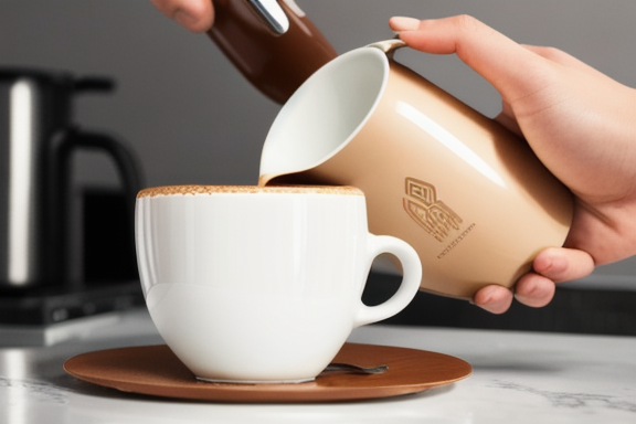 Cappuccino being poured into a cup