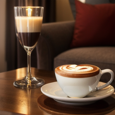 Person enjoying a cup of cappuccino and hot chocolate