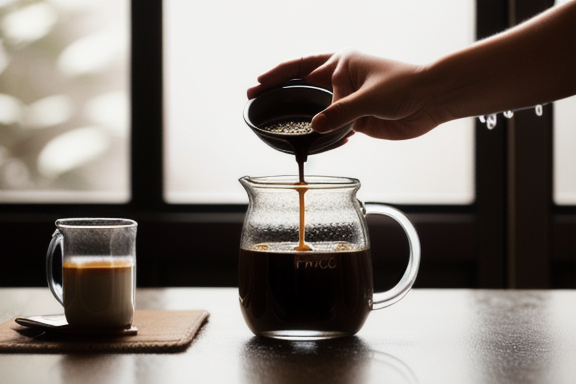 Café coado sendo preparado com cuidado e controle