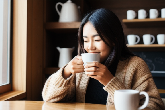 Person enjoying a cup of instant coffee